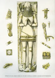 Sir John Stanley sírjának képmása és páncélzatának részletei, St. Peter